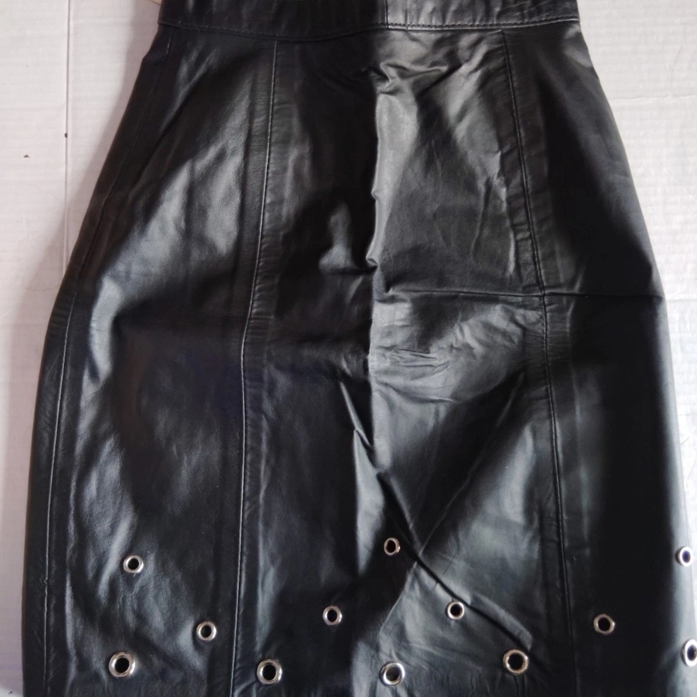 NWT Elegant Black Pencil Skirt with Eyelet Accents